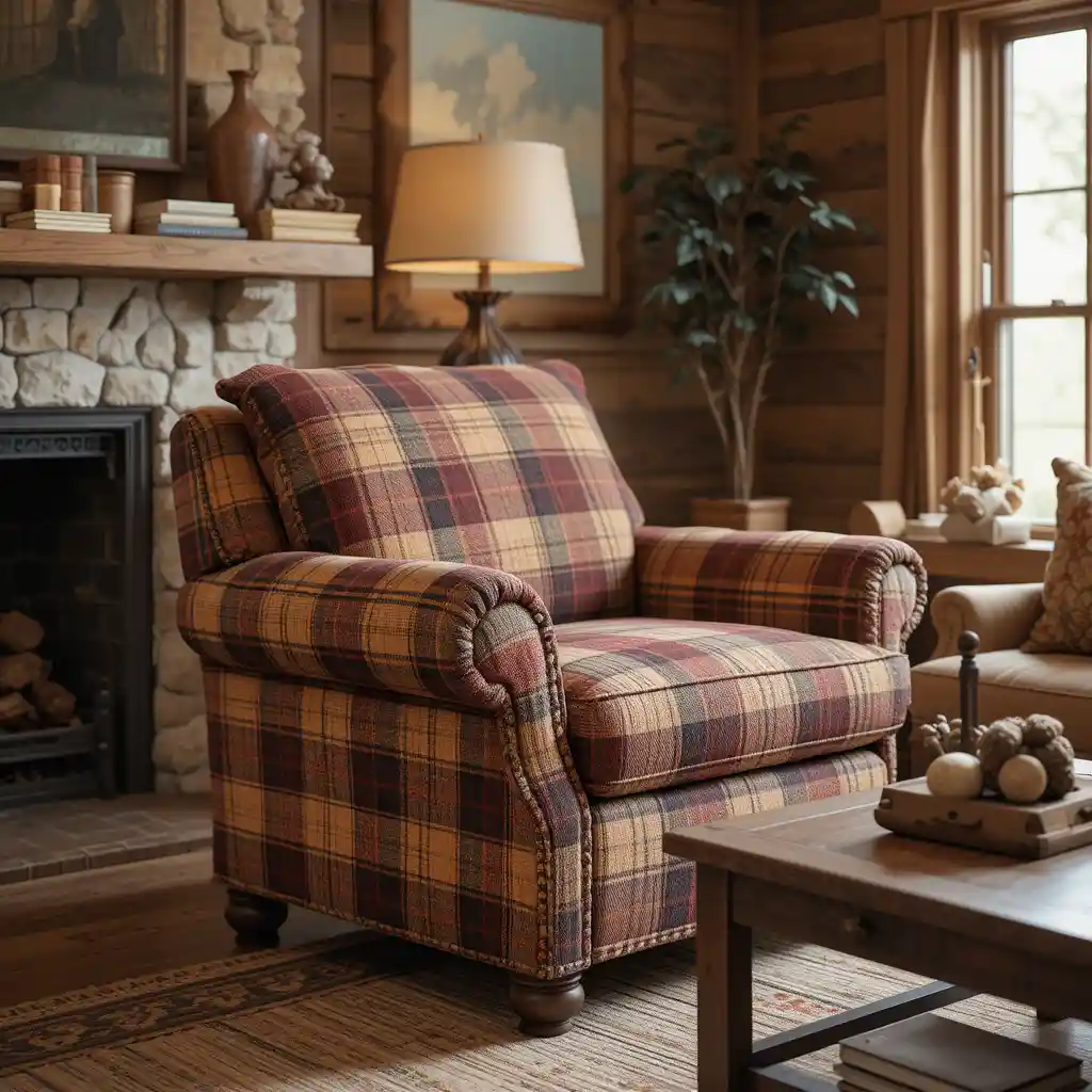 Compact Plaid Armchair