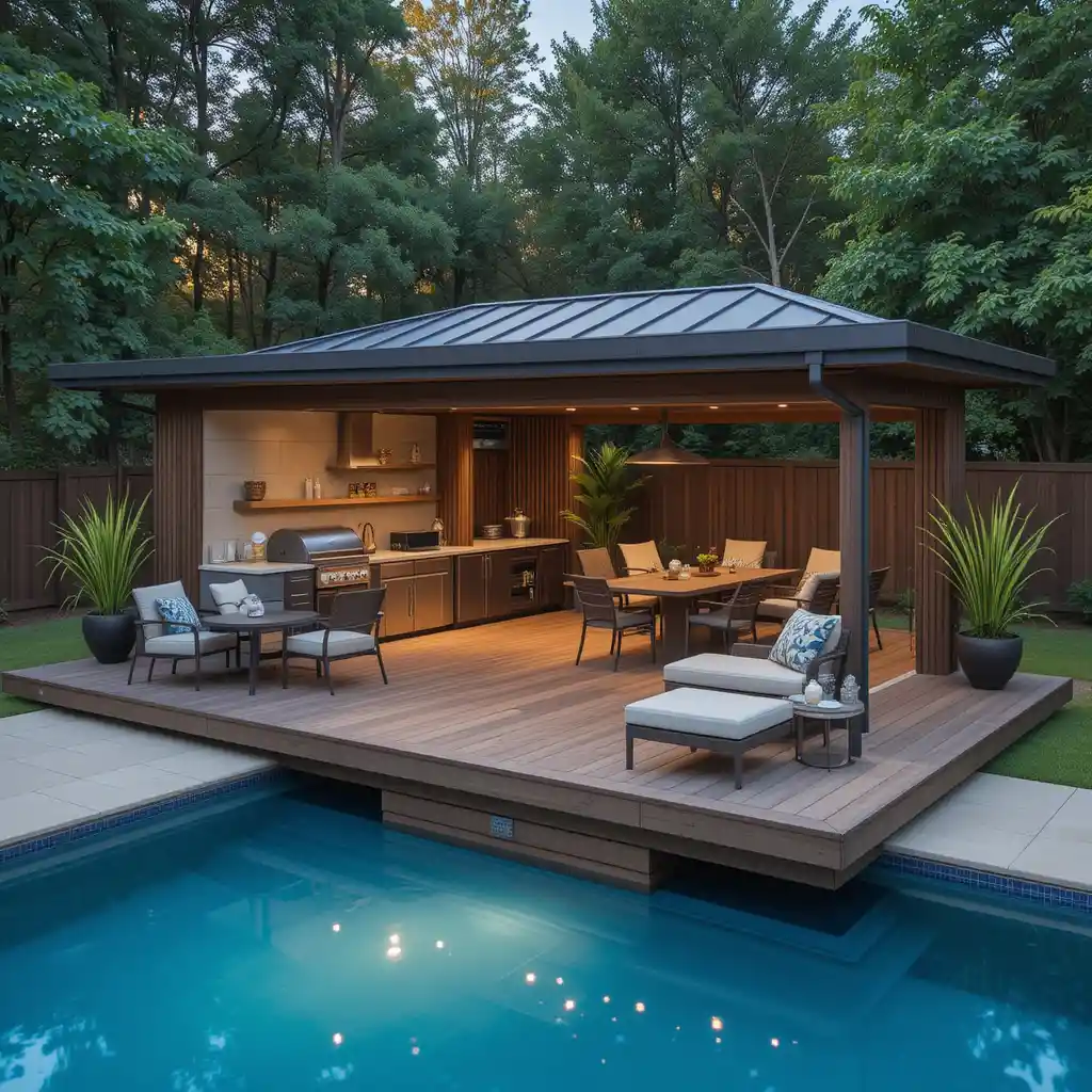 Floating Deck Kitchen with Lounge Area