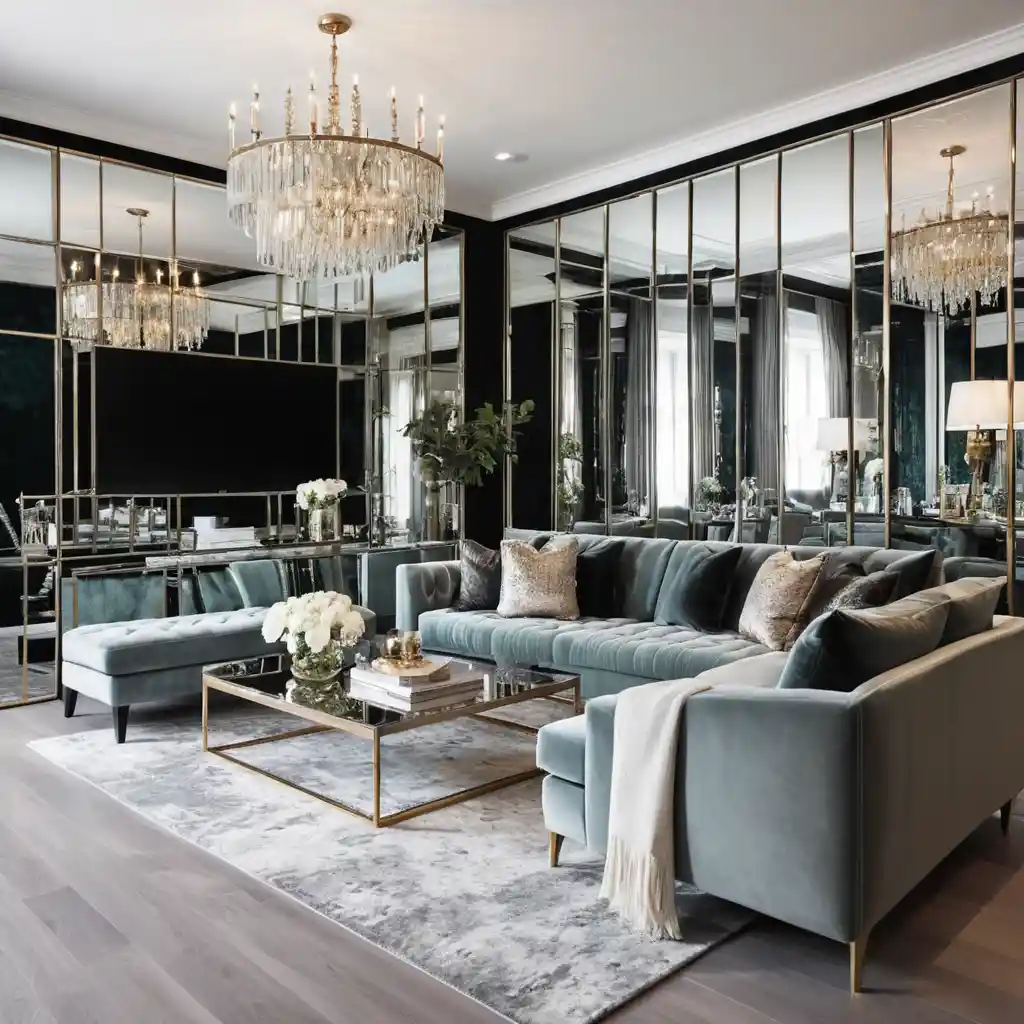 Mirrored Accent Wall for a Glamorous Touch