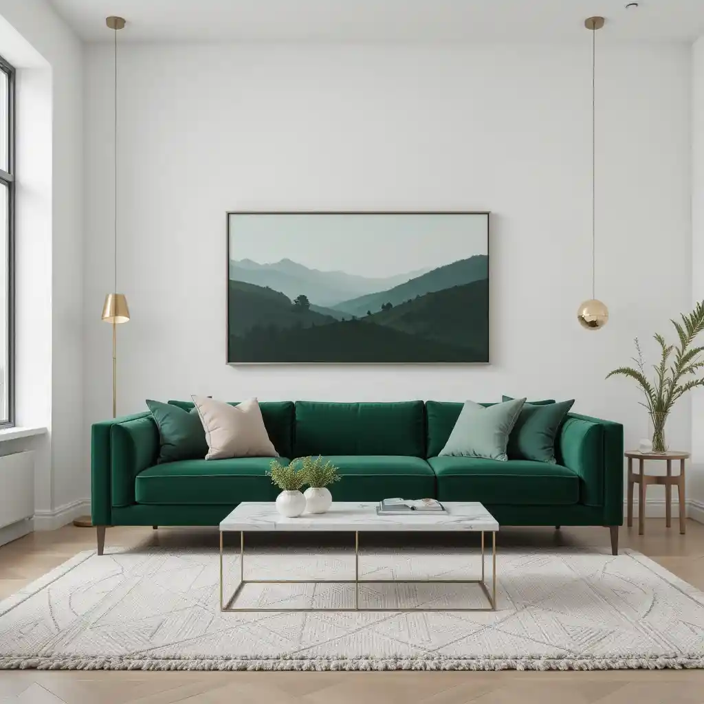 Modern Minimalist with Deep Green Velvet