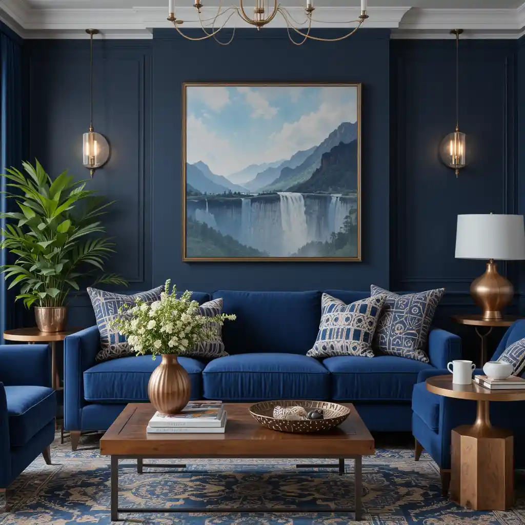 Navy Blue with Copper Accents