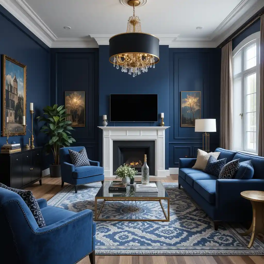 Navy Blue with Statement Lighting