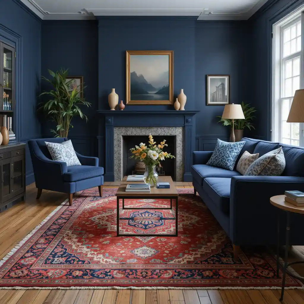 Navy Blue with Vintage Rugs