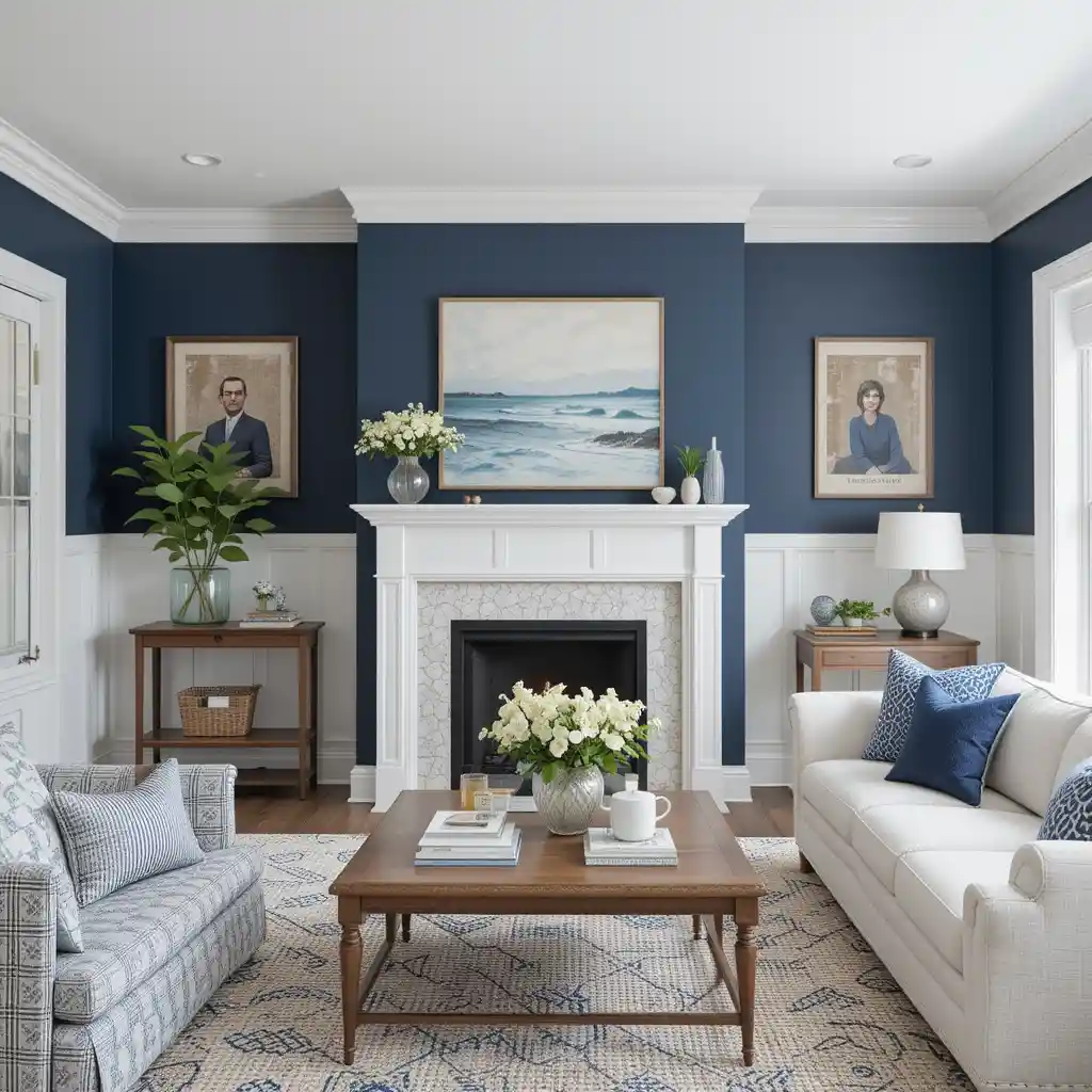 Navy Blue with White Shiplap Walls