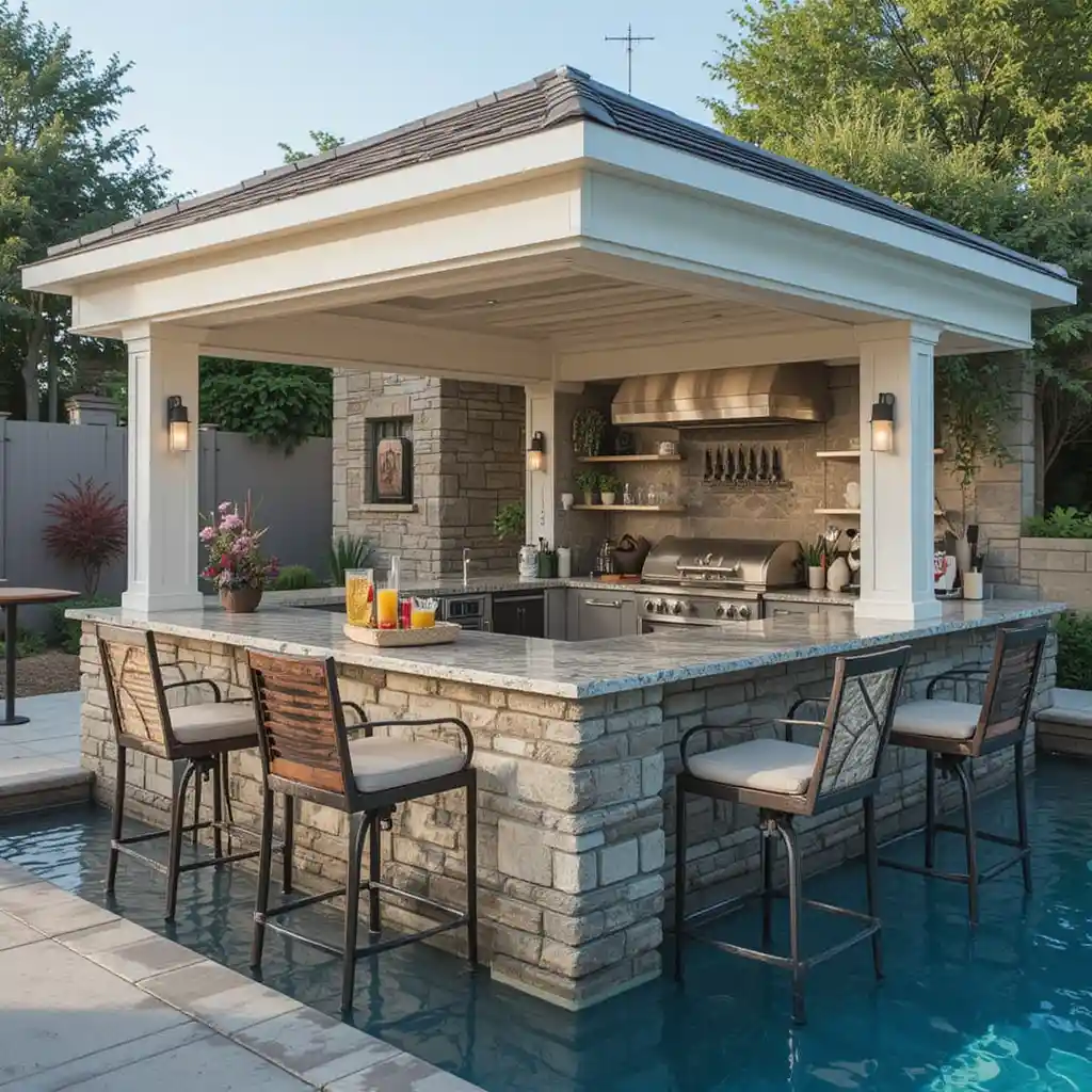 Outdoor Kitchen with a Swim-Up Bar