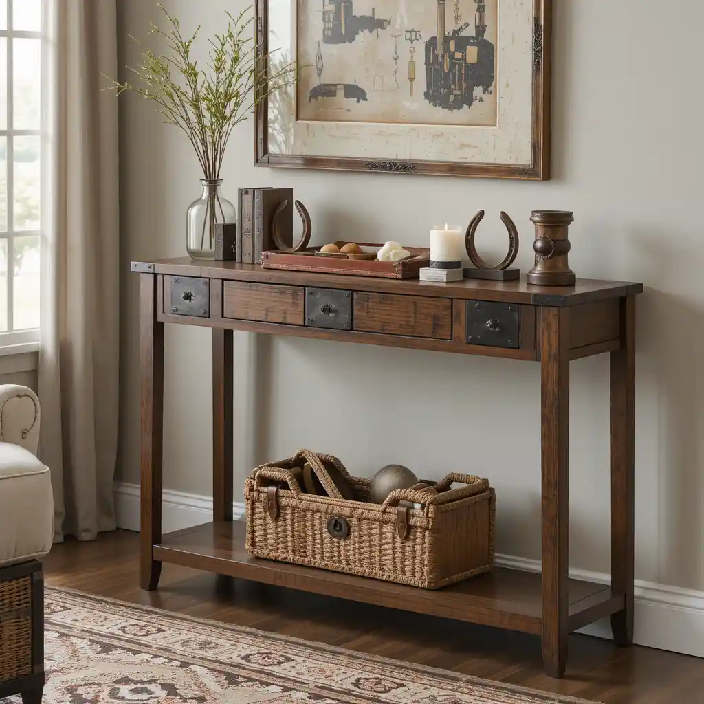 Slim Console Table with Western Accents