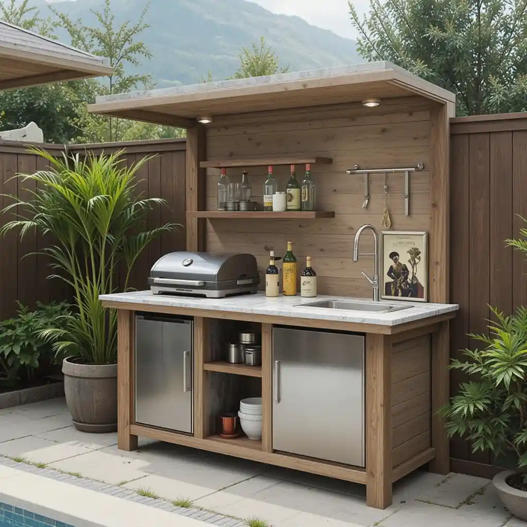 Small-Space Kitchen with Foldable Counter