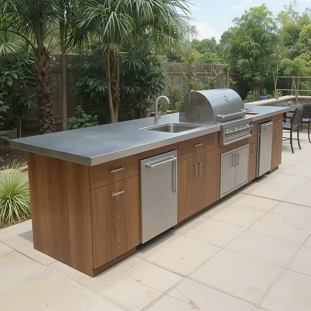 Stainless Steel with Integrated Sink