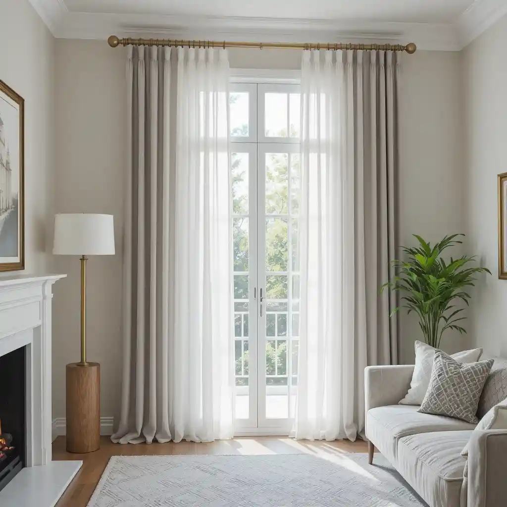 White Sheer Curtains with Gold Curtain Rods