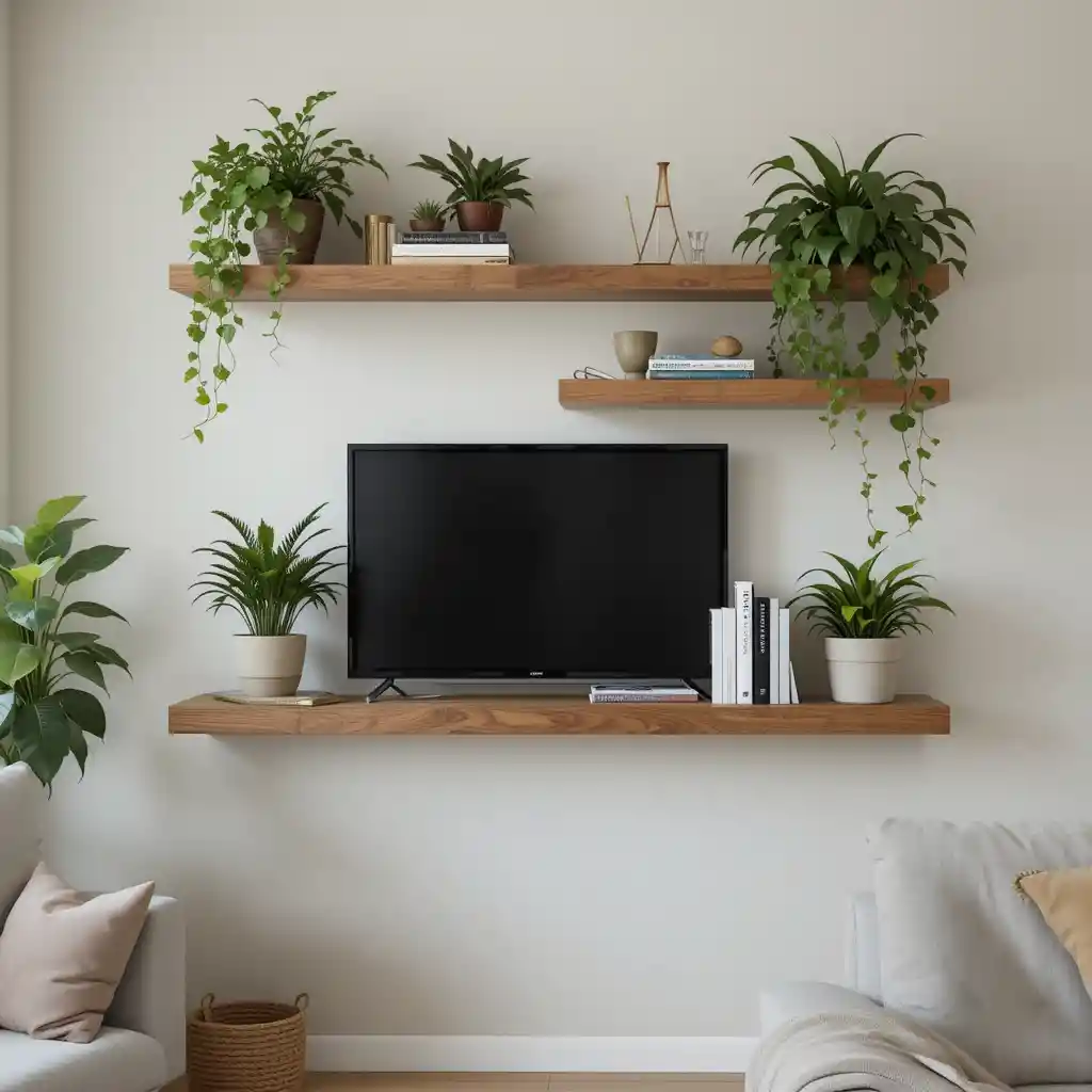 Wooden Shelves and Plants