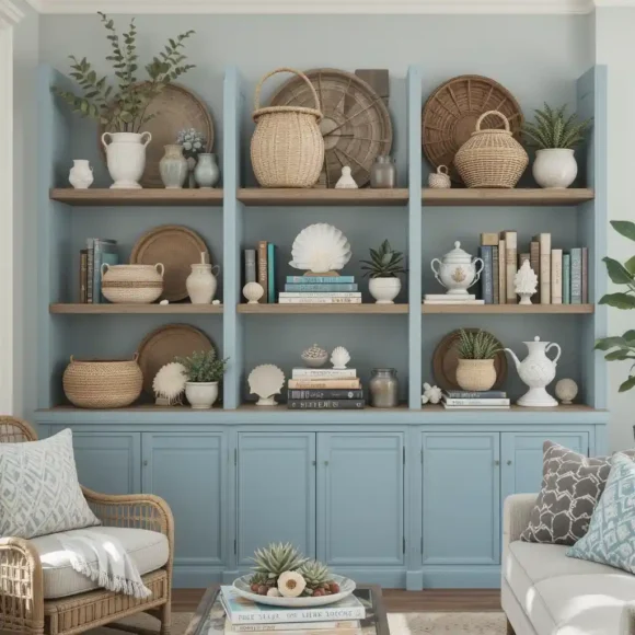 Boho Coastal Bookshelves
