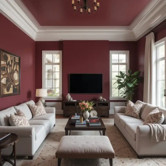 Burgundy Ceiling for a Dramatic Look