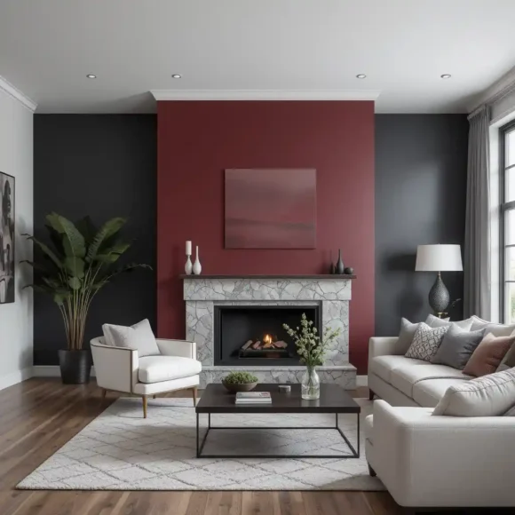 Burgundy and Charcoal Contrast Walls