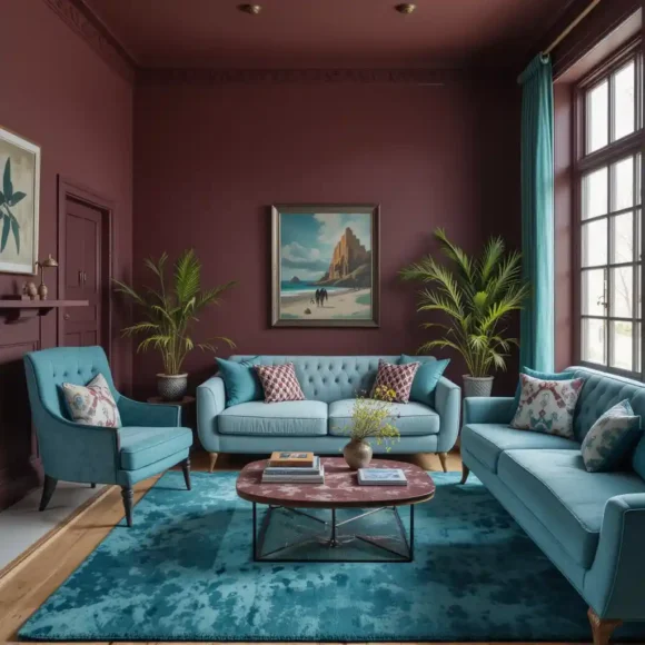 Burgundy and Teal Eclectic Mix