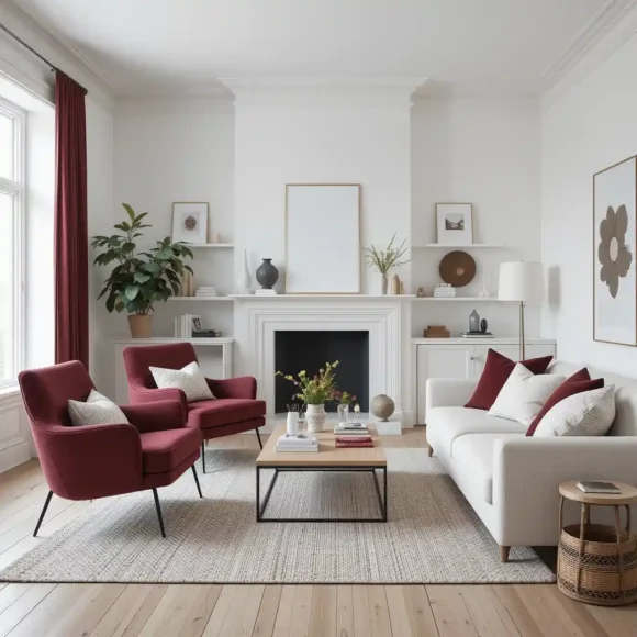 Burgundy and White Scandinavian Simplicity