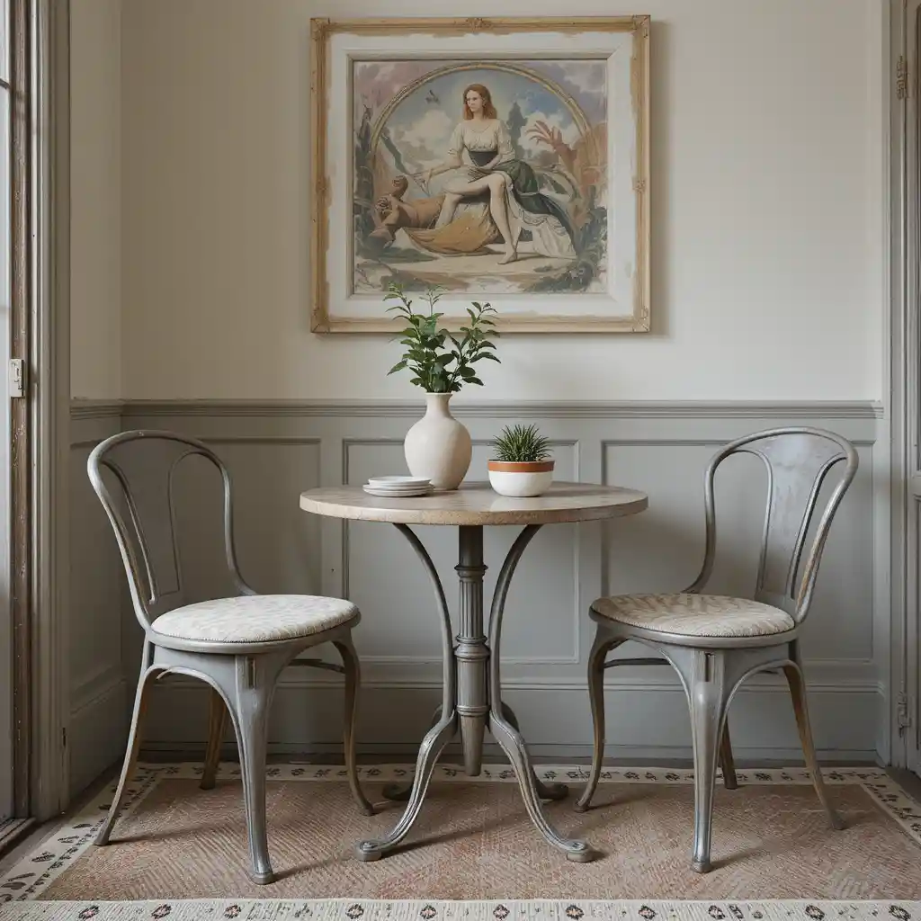 French Bistro Table with Sculptural Chairs