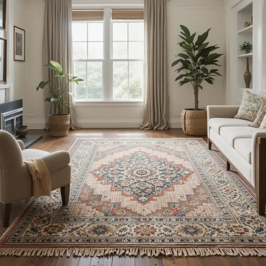 Layered Rugs with Vintage and Modern Textures