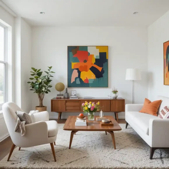 Mid-Century Modern White with Pops of Color