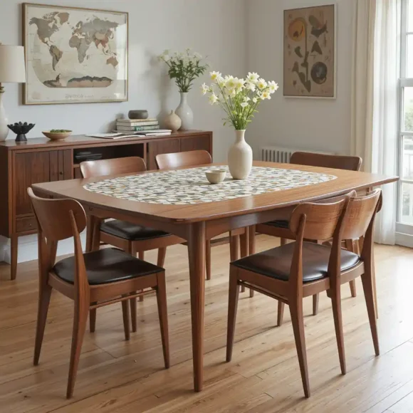 Mosaic Tile-Topped Dining Table
