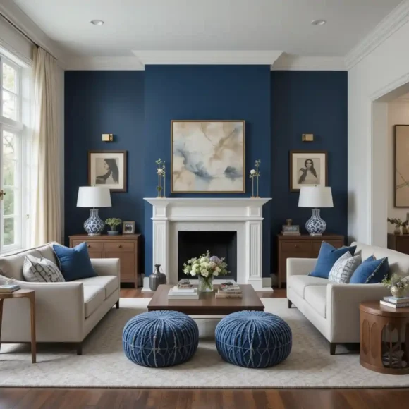 Rich Sapphire with Chestnut Furniture