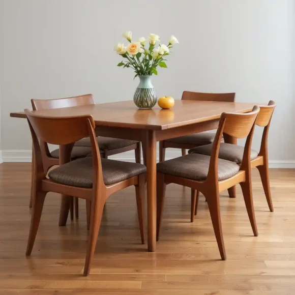 Teak Dining Table with Sculpted Legs