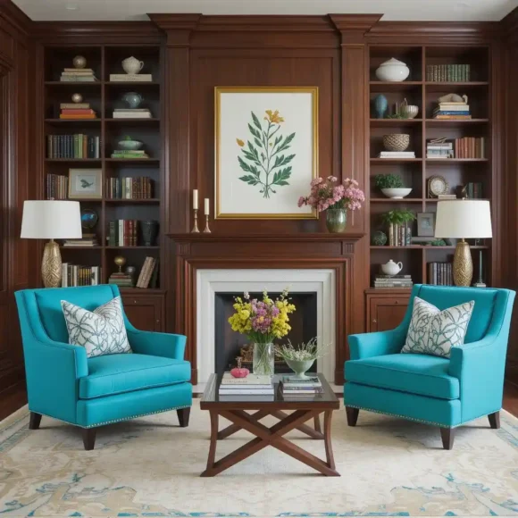 Turquoise Accents with Rich Mahogany