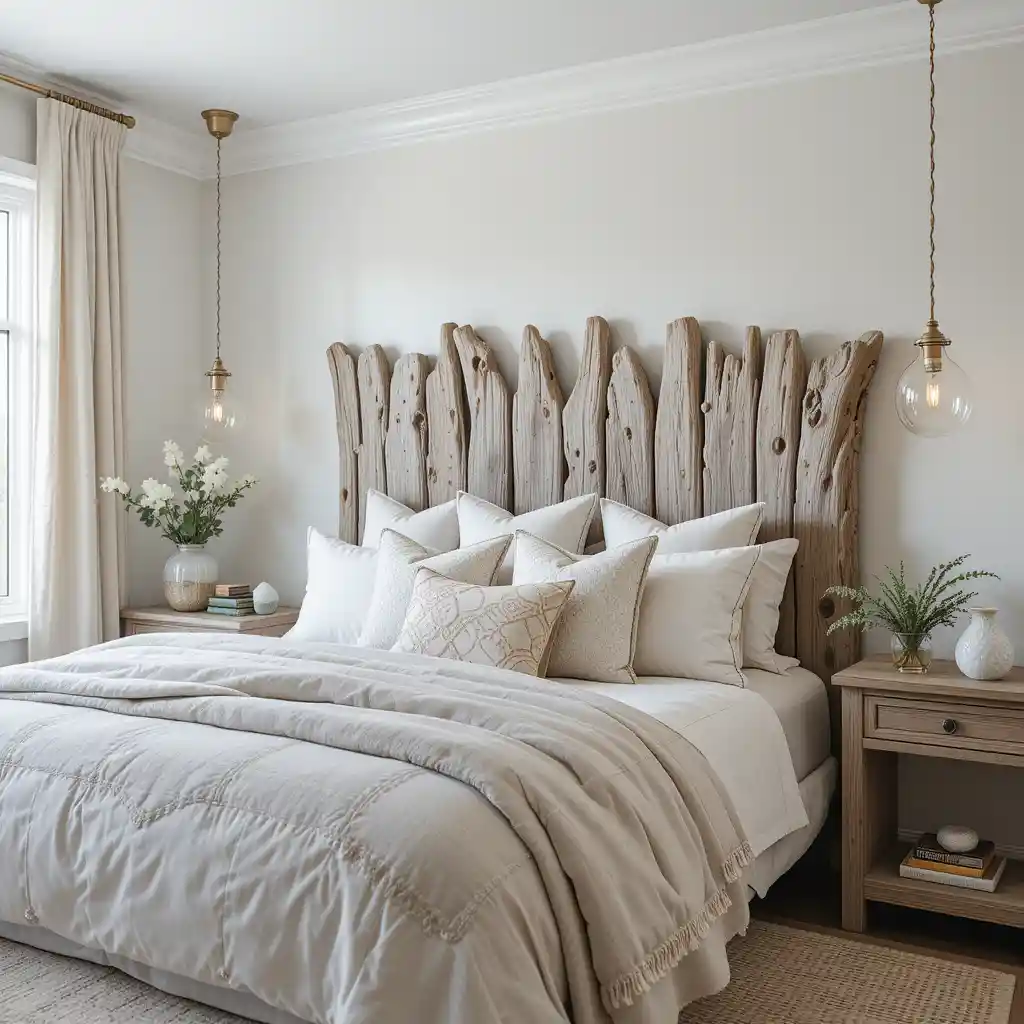 Weathered Driftwood Headboard for Rustic Charm