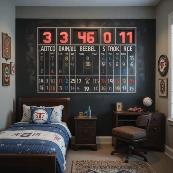 Baseball Scoreboard Accent Wall