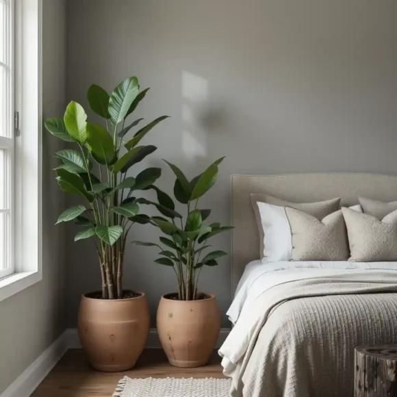 Clay Pot Planters With Tall Greenery