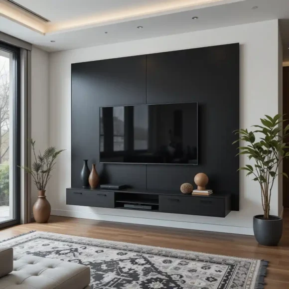 Floating Black TV Wall