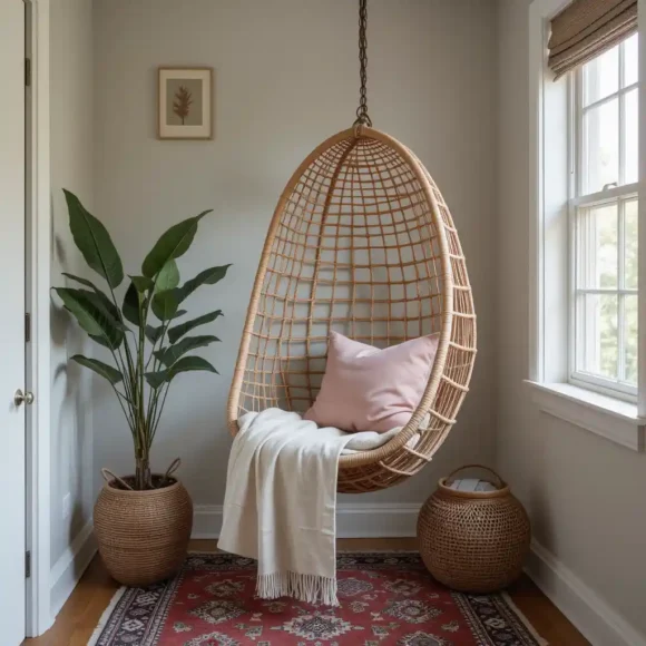 Hanging Chair In Corner Nook