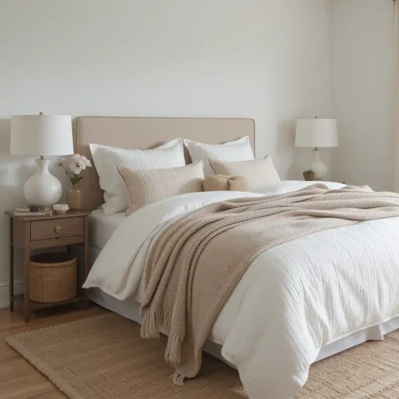 Neutral Color Palette With Textured Bedding