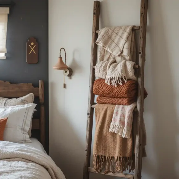 Rustic Ladder For Blankets