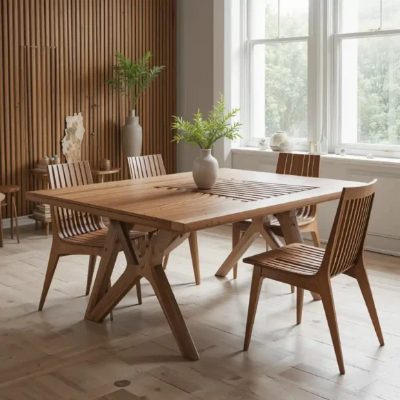Slatted Wood Dining Table