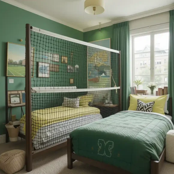 Tennis-Inspired Room With Net Divider