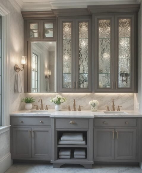 Cabinets with Glass Inserts for a Sophisticated Look