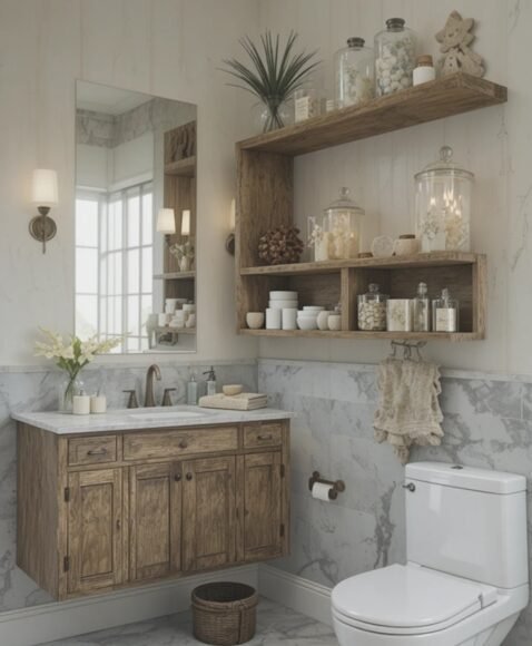 Floating Cabinets with Decorative Items