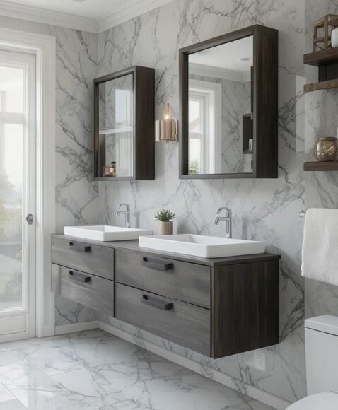 Floating Cabinets with Drawers