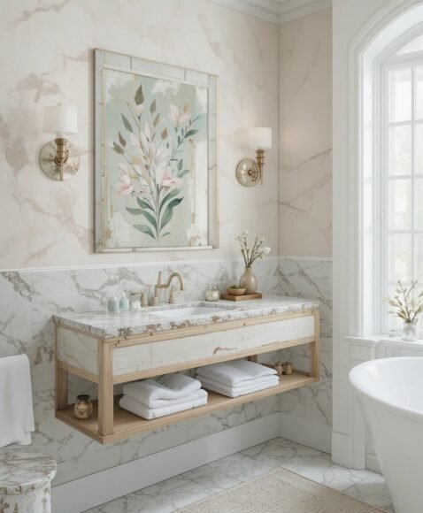 Floating Vanity with Wall Art