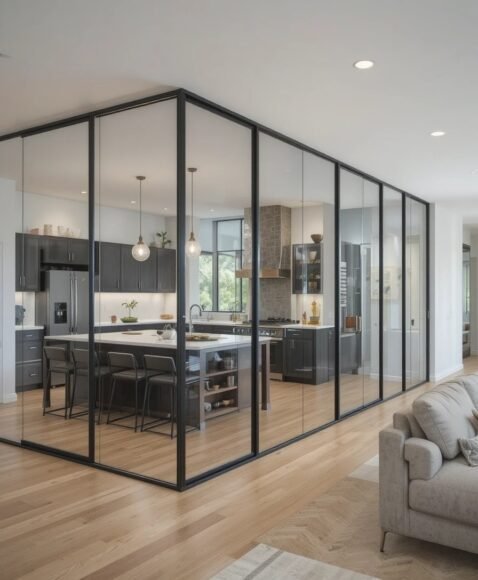 Glass Wall Partition for Semi-Open Feel