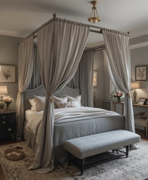 Gray Canopy Bed