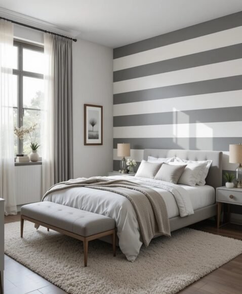Gray and White Striped Walls