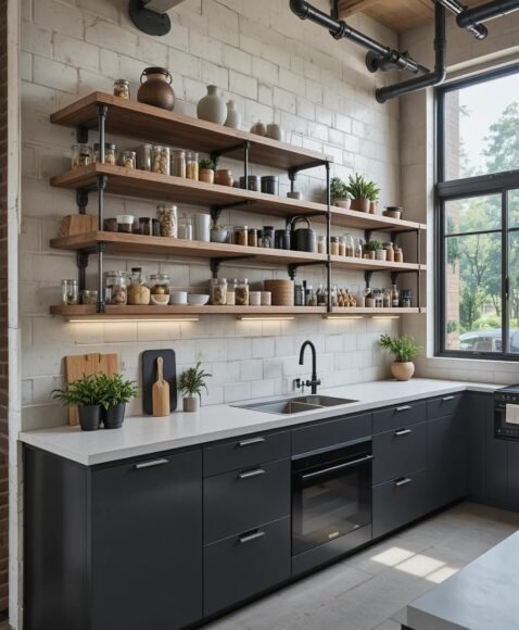 Industrial Pipe Shelving for an Edgy Look