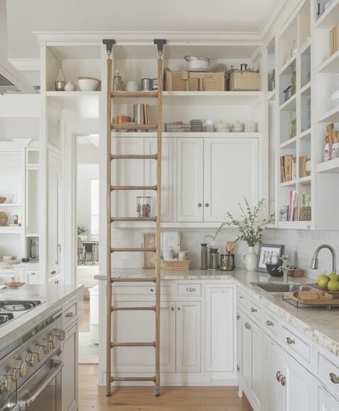 Library Ladder for Upper Storage Access