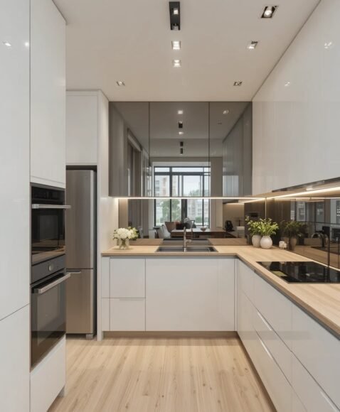 Mirrored Backsplash for Depth and Light