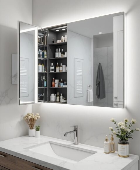 Mirrored Wall Cabinets for Dual Function