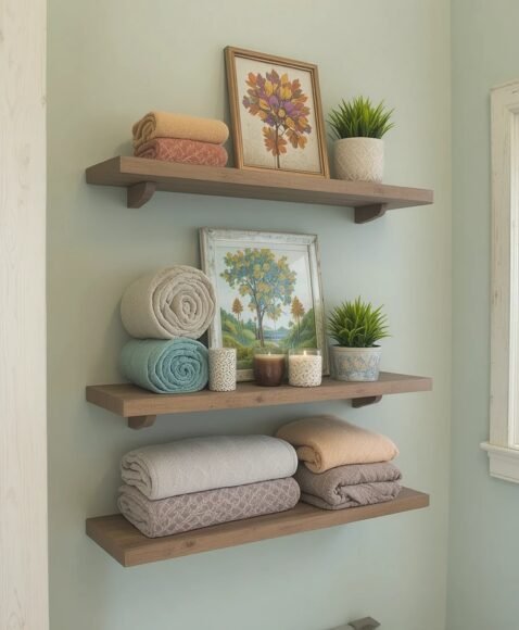 Open Shelves with Decorative Towels