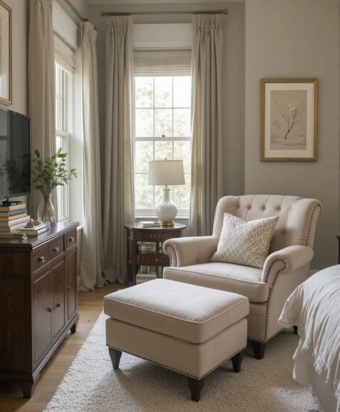 Plush Armchair with Ottoman