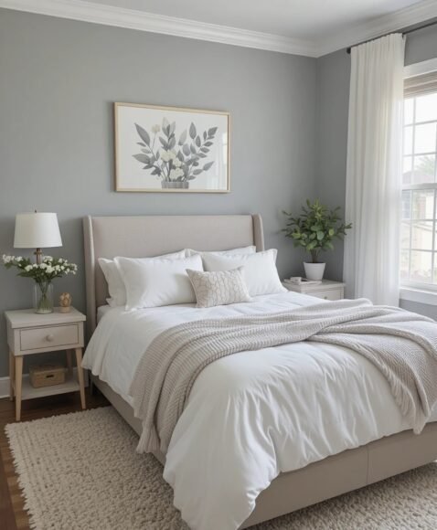 Soft Gray Walls With White Accents