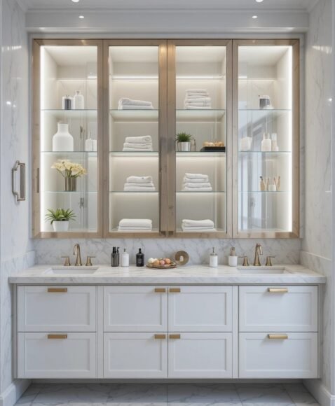 Vanity with Glass Doors